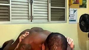A young guy encounters a stranger pleasuring himself on the street and takes him home for some steamy action