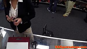 Busty Pawnshop Milf Sucking in Hidden Back Store