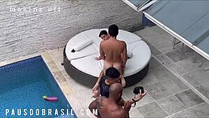 Wow, Juninho Oficial's Monster Cock in Pool Action!