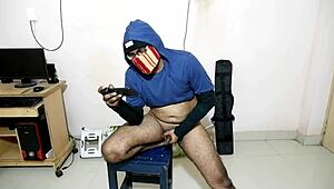 Watch my cock up close while I enjoy porn on my mobile