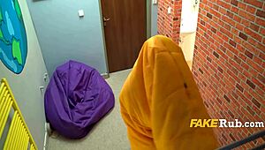 Christmas Gift Arrives Stuck, Teasing with Big Tits in Dorm