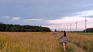 Public Anal Action with Perfect Body Brunette Teen Slut and Cumshot on Ass