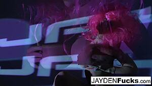 jayden jaymes, the brunette babe, enjoys solo masturbation with her big tits