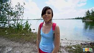 Hardcore hiking and fucking with teen 18+ Becca Pierce in wild outdoor action.