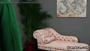 Hot model receives facial cumshot in pov blowbang, swallowing jism