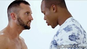 Does the black hunk stick his big dick in his lover?