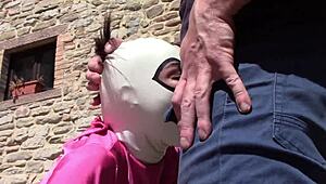 laura sucks cock outdoors in pink outfit and heels