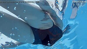 Mimi Cica's sensual underwater stripping and erotic play