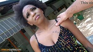 Damn! Pretty Amateur Black Model Tricked into Banging Boss at African Casting!