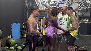 Orgasmic Interracial Orgy At The Gym! Fernanda Chocolate's Sexy Assfucking!