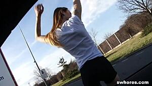 Very Skinny Street Prostitute Offers Hot and Cheap POV Action