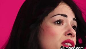 Sultry model receives a facial of hot cum in this POV blast