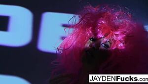 jayden jaymes, the brunette babe, enjoys solo masturbation with her big tits