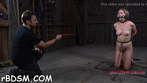 I'm a bound blonde hottie masturbating my big fake penis