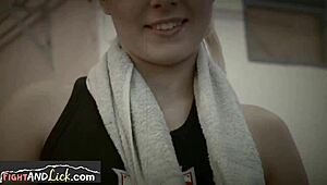 European sapphic babes engage in sensual wrestling and cunilingus