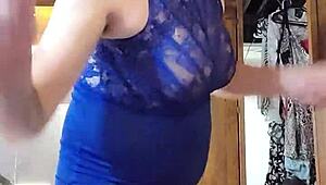 amateur ladyboy teases in a blue dress part two
