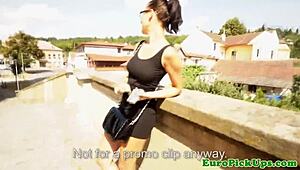 Holy! Real public slut gets blasted with cum on her face!