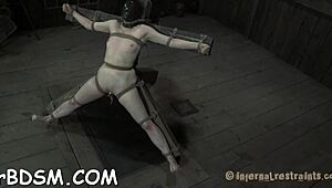 Tied gal anticipates rough castigation