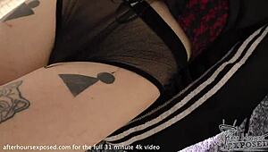 18yo goth spinner andy fingers herself with huge dildo and gives blowjob