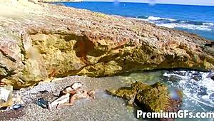 Gorgeous blonde Crazy Lynn gets her pussy pounded hard by the beach shore