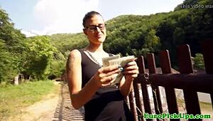 Holy! Real public slut gets blasted with cum on her face!