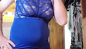 amateur ladyboy teases in a blue dress part two