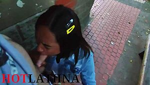 Colombian slut swallows my load in public spot down in Medellin, Colombia, with hot kitchen action