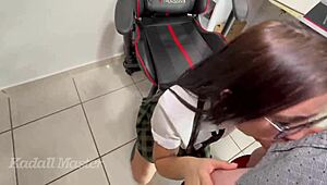 Cute College Girl Sucks Professor to Pass Her Class