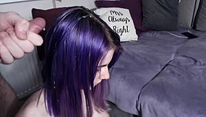 i cum on purple hair in blowbang bukkake fetish