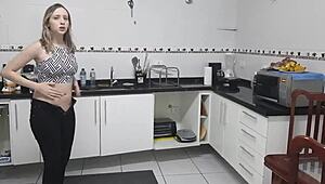 Brazilian girl farts stinky with belly pain, cum tribute included! 😂