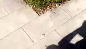 Bold outdoor queen Mina seduces man for park bench blowjob and raw forest pounding