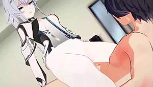 sexy anime assistant rides client in cowgirl position till cum