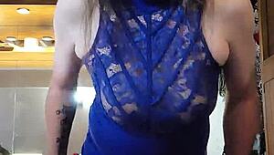 amateur ladyboy teases in a blue dress part two