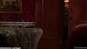 Kinky couple dominates ebony in rough anal bar hookup