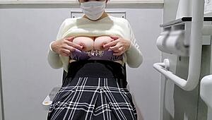 Chubby Japanese milf masturbates in toilet, feeling excited