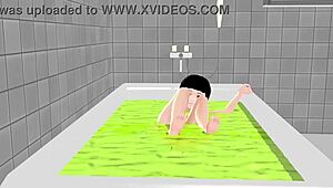 koko a strips completely in the bath and shows everything