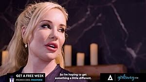 Petite Blonde Masseur Teases MILF's Pussy