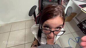 Cute College Girl Sucks Professor to Pass Her Class