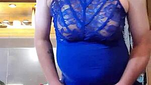 amateur ladyboy teases in a blue dress part two