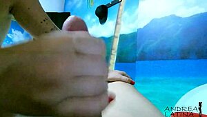 Chubby woman gives close-up handjob massage as a horny gift