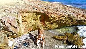 Gorgeous blonde Crazy Lynn gets her pussy pounded hard by the beach shore