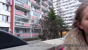 natural euro amateur gets down sucking and banging in public spot