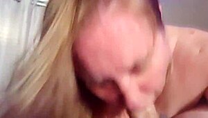 Afternoon blowjob on big monster cock leads to deep throat swallow and cum