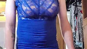 amateur ladyboy teases in a blue dress part two