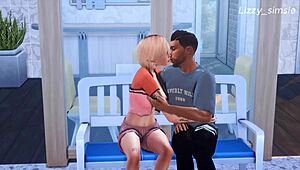 blonde getting fucked doggy in gym 3d animation