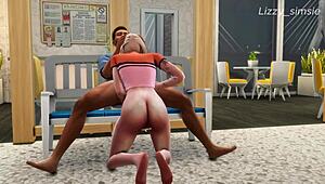 blonde getting fucked doggy in gym 3d animation