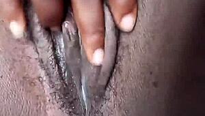 Ebony woman rides big black cock for cumshot