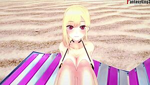 Marin Kitagawa from beach to blowjob in Sono Bisque Doll