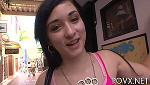 mandy sky dives into rough pov action with tight grip.