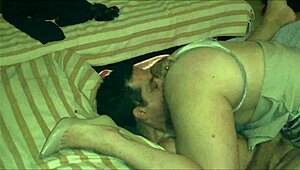 this french slut gets spanked while fucking in satin lingerie, deepthroat and ass licking included.